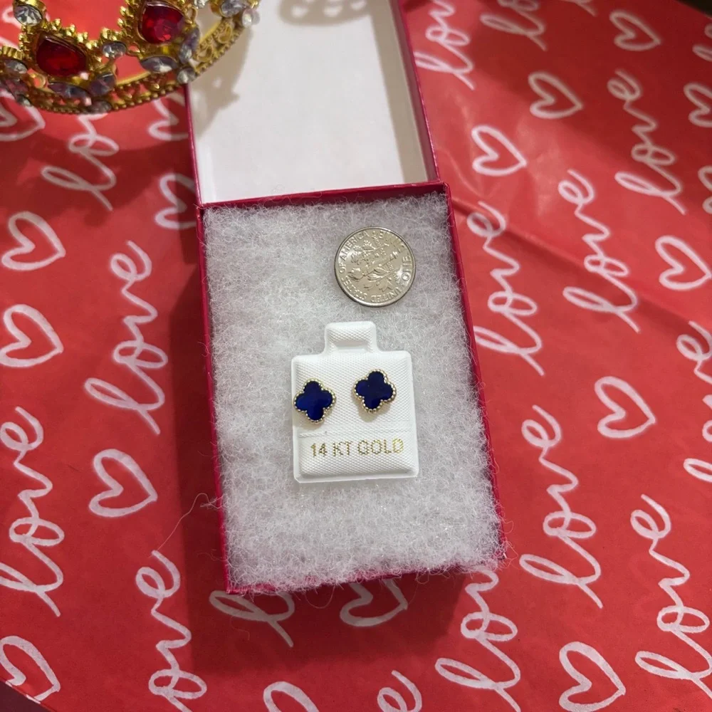 14KT Gold Kids Teddy Bear Stud Earrings - Gold
